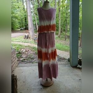 Knox ROSE SZ.S.Sleeveless Tie-Dye Maxi Dress - Purple and Orange‎